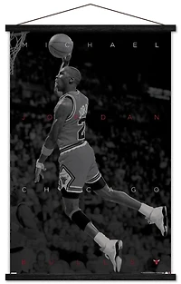Michael Jordan - Black and White Wall Poster, 22.375" x 34" Framed
