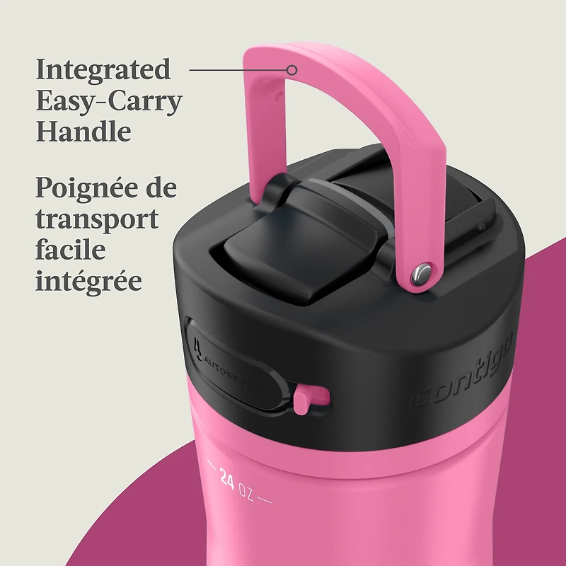 Bouteille d’eau Contigo Ashland Chill 2.0, acier inoxydable, couvercle AUTOSPOUT, azalée