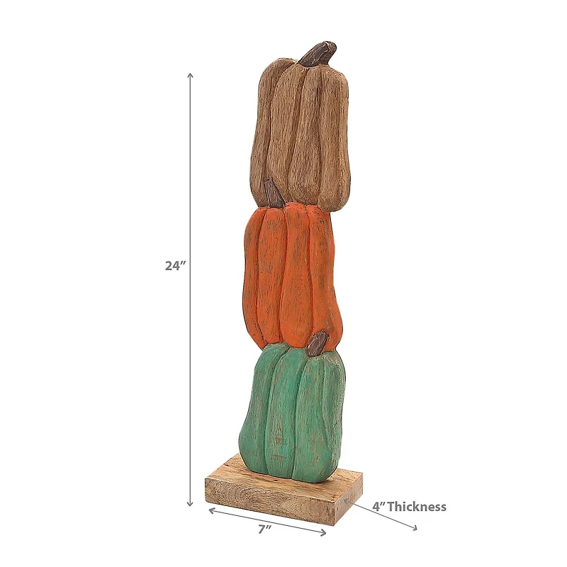 Citrouilles Triples Empilables en Bois de Manguier