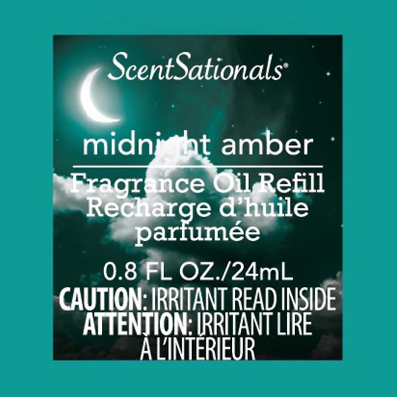 Huile Scent Charm ScentSationals - Midnight Amber 0.8 Fl oz, 24 mL Recharge