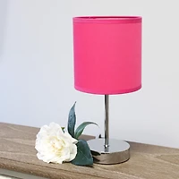 Simple Designs Chrome Mini Basic Table Lamp with Fabric Shade 2 Pack Set