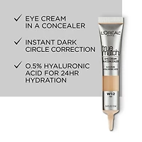 L'Oréal Paris True Match Eye Cream Concealer, Formulated with 0.5%  Hyaluronic Acid, Eye Cream In A Concealer