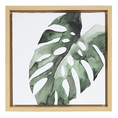 DesignOvation Sylvania Monstera Tropical Framed Canvas Art, 12" x 12"