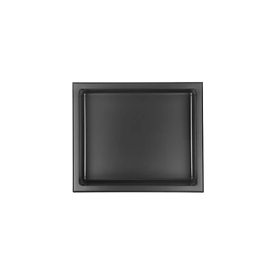 Niche de douche murale d'akuaplus® 12 po x 14 po, fait en acier inoxydable.