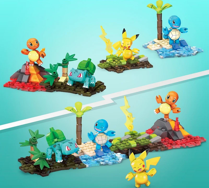 MEGA Pokémon Building Toy Kit Kanto Region Team with 4 Figures (130 Pieces), Ages 8 and up, Plastic