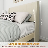 Lit plateforme rembourré Homy Casa avec ports USB et tiroirs de rangement, Queen, beige