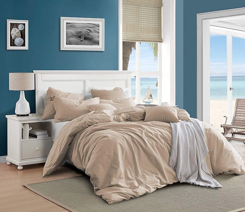 Swift Home Ensemble de housse de couette uni prélavé 100 % coton