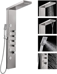 American Imaginations Rectangle Wall Mount CUPC Approved Stainless Steel Shower Panel In Brushed Stainless Steel Color AI-34370