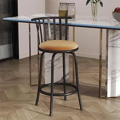 Ensemble de tabourets de bar pivotants de style industriel Homy Casa, en suédine avec revêtement en suédine