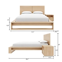 Ensemble de chambre à coucher Audrey 3 pièces avec lit queen size, tête de lit, sommier à lattes et table de chevet