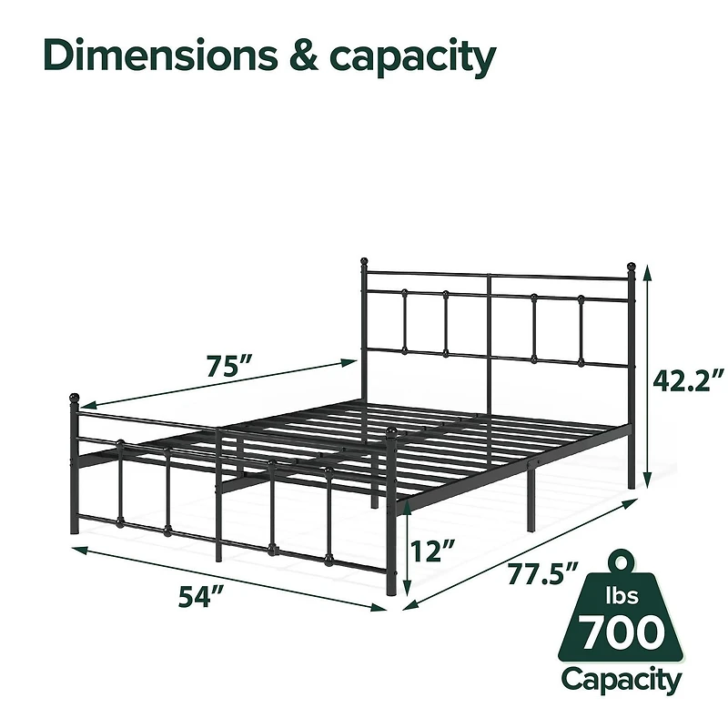 Zinus Nicholas 42.2 inch Metal Platform Bed Frame