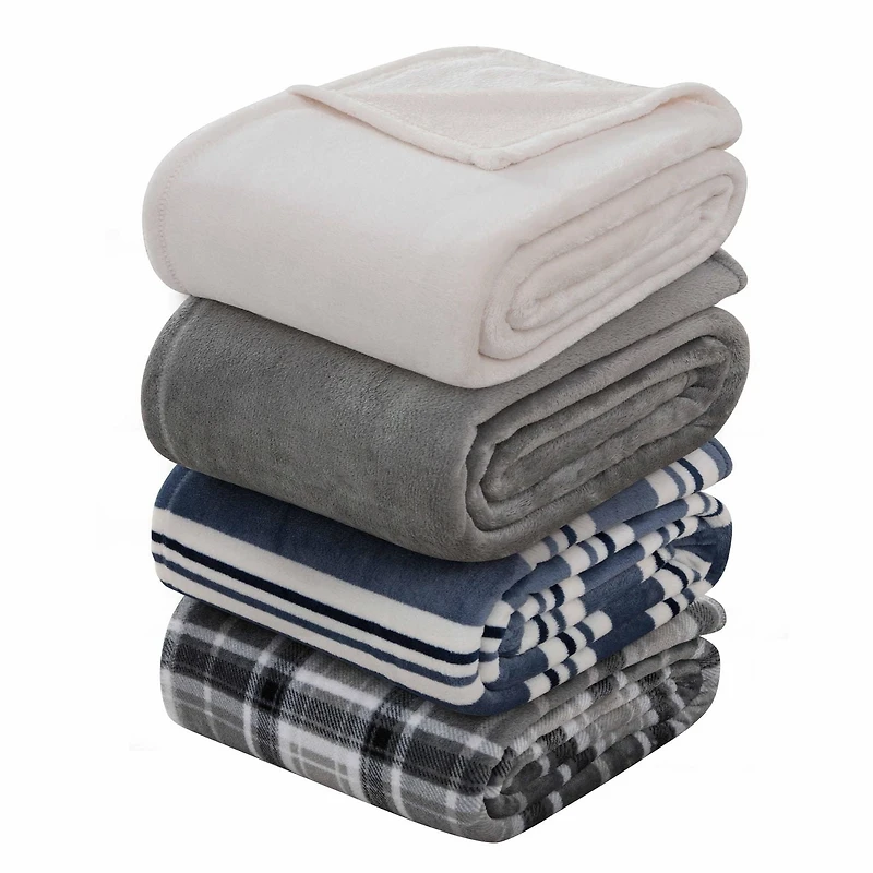 Couverture peluche Mainstays grise T Taille : 1 place - Très grand