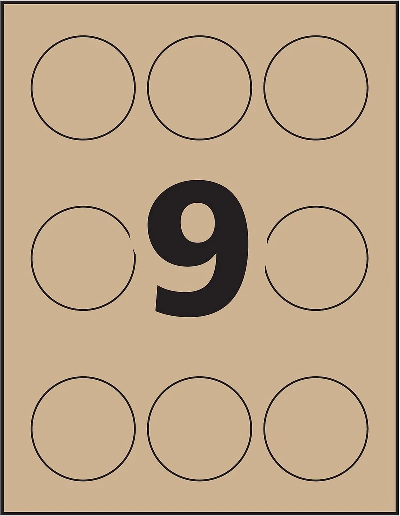 Avery Kraft Brown Round Labels, 2½" Diameter, Permanent Adhesive, for Laser and Inkjet Printer - 72808