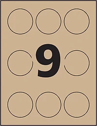 Avery Kraft Brown Round Labels, 2½" Diameter, Permanent Adhesive, for Laser and Inkjet Printer - 72808