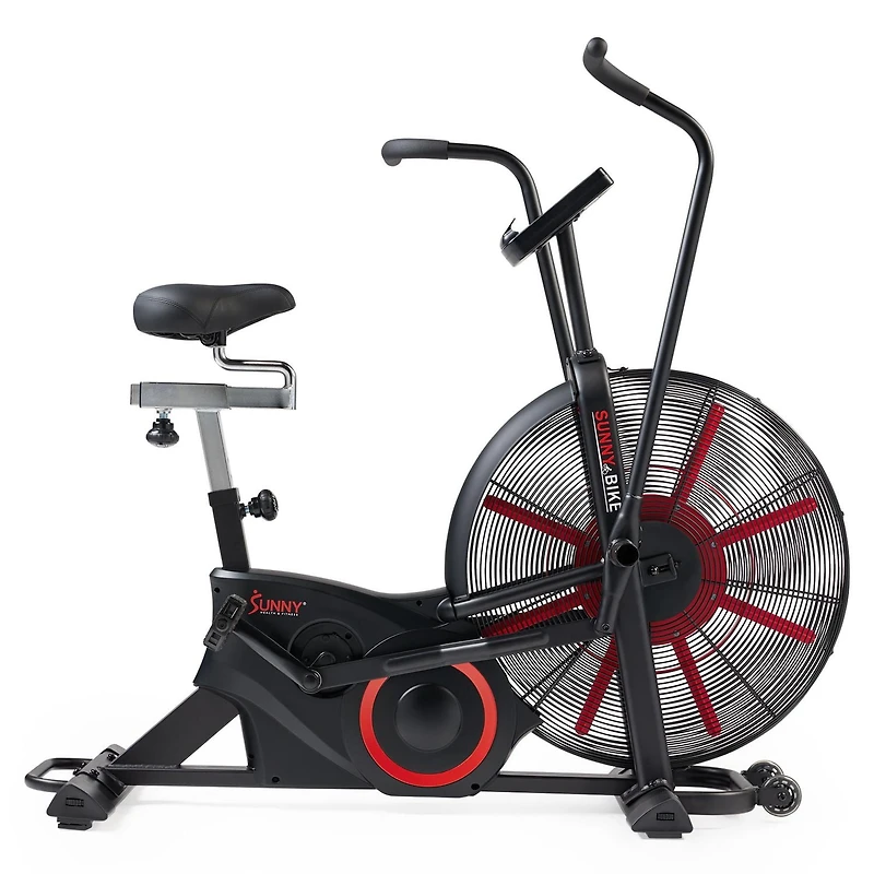 Sunny Health & Fitness Vélo d'Air Intelligente Personnalisable, Capacité de 330 lb pour Entraînement Cardio des Jambes/Bras, Vélo Cardio à Ventilateur pour Entraînement à Domicile, Connexion Bluetooth