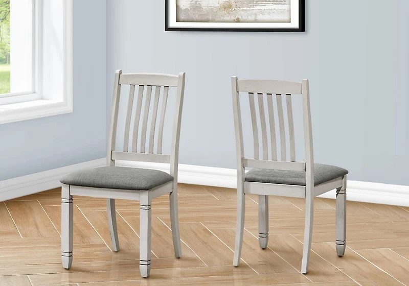 Monarch Specialties Dining Chair, 38" Height, Set Of 2, Side, Upholstered, Kitchen, Dining Room, Antique Grey, Grey Fabric, Transitional
