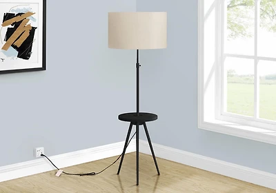 Monarch Specialties Lighting, Floor Lamp, 63"h, Black Metal, Ivory / Cream Shade, Contemporary
