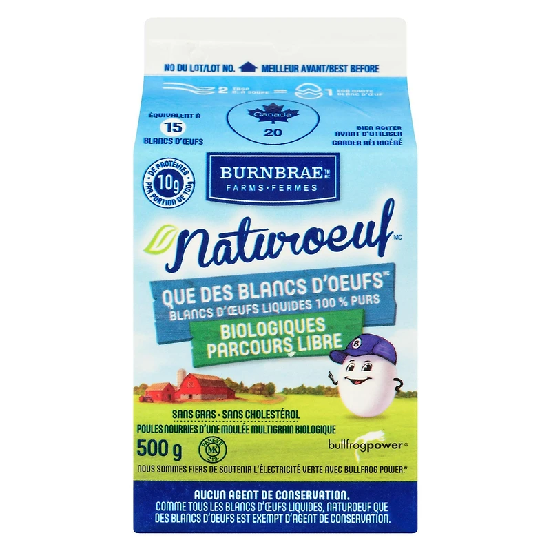 Naturoeuf que des blanc d'oeuf liquide biologiques Fermes Burnbrae