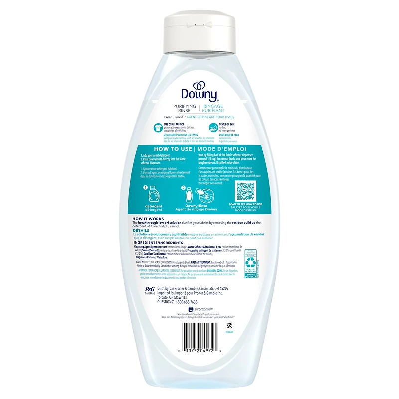 Downy Purifying Rinse Laundry Odour Remover, Cool Cotton Scent, Fabric Softener and Laundry Odour Removal Rinse, Fights Odours at the source, HE Compatible, 70 Loads, 1.41 L