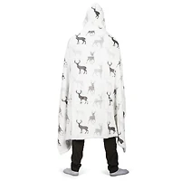 Safdie & Co. Premium Ultra Soft Flannel Hoodzy Hooded Throw Blanket with Sherpa Deer Silhouettes
