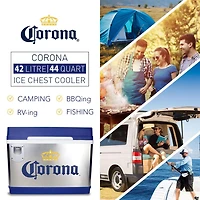 Corona 44-Quart Cruiser Iceless Cooler with Bottle Opener, 12V Travel Fridge, Holds 24 Bottles