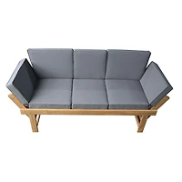 Deko Living Banc de patio/chaise longue d'extérieur en bois d'acacia avec table centrale rabattable et panneaux latéraux