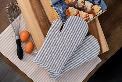 Ensemble de gants de cuisine Fabstyles Bistro Stripe : une sécurité élégante pour votre cuisine