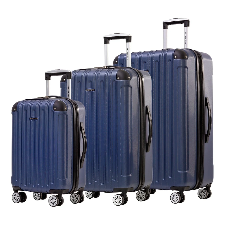 Ensemble de Valises Rigides Jetstream Aera 3 pièces : Valise Grande taille de 28 pouces, valise moyenne de 24 pouces et bagage à main. Valises de Voyage avec roues pivotantes : Deux Grandes Valises et Un Bagage cabine