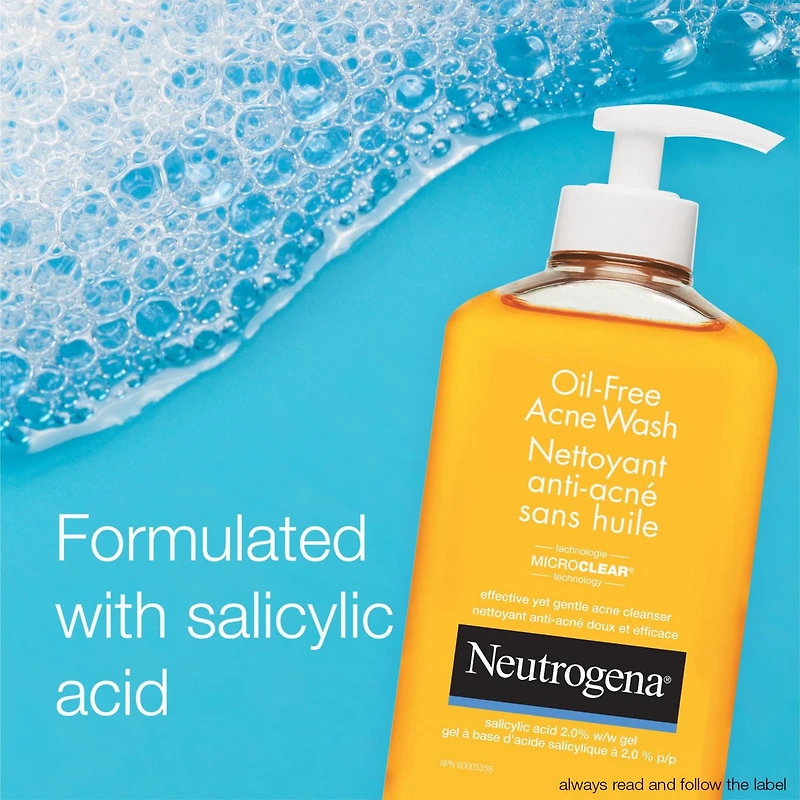 Nettoyant antiacné sans huile NEUTROGENA, nettoyant pour le visage doté d’un traitement contre l’acné avec 2 % d’acide salicylique, nettoyant quotidien contre l’acné sans huile pour la peau sujet 269 ​​ml
