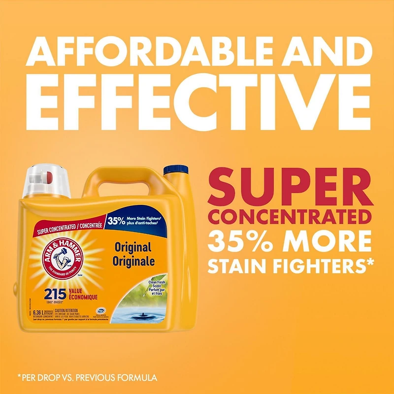 Arm & Hammer Clean Fresh Scent Liquid Laundry Detergent, 215 Loads, 6.36-L