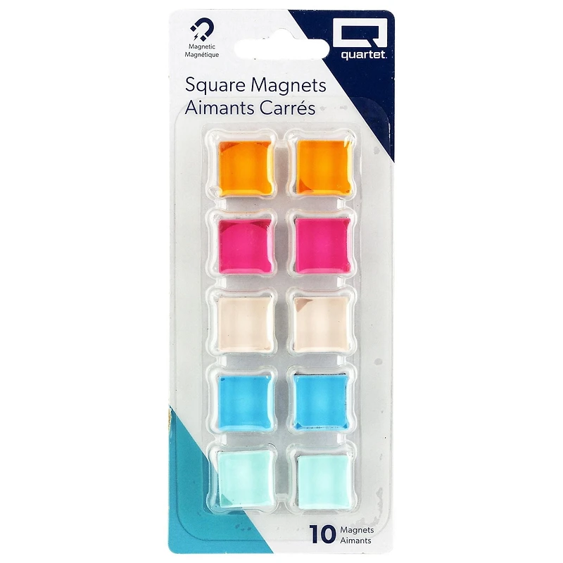 Quartet Mini Square Magnets, Magnets, Assorted Colours, 10 Pack, Mini Square Magnets, 10 Pack