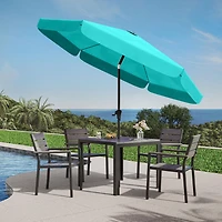 CorLiving Parasol de jardin rond de 3 m avec rabats latéraux, structure en acier et base ronde remplissable