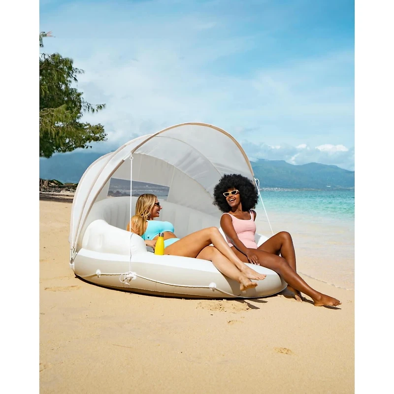 Île Gonflable Intex Canopy, Chaise Longue Gonflable de Piscine avec Ombrelle Amovible pour Détente