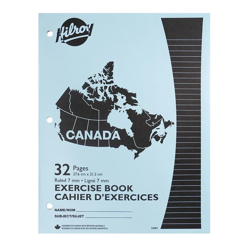 Hilroy® Canada Exercise Book, 4-pack , 10-7/8" X 8-3/8", 32 Pages, Exercise Book, 4 Pack