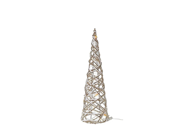 Led White and Gold Paper Cone Tree Small 15.75"