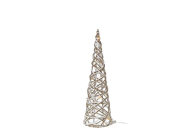 Led White and Gold Paper Cone Tree Small 15.75"