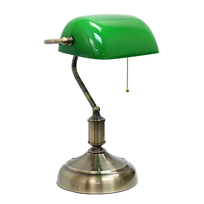 Simple Designs Executive Banker's Desk Lamp with Glass Shade