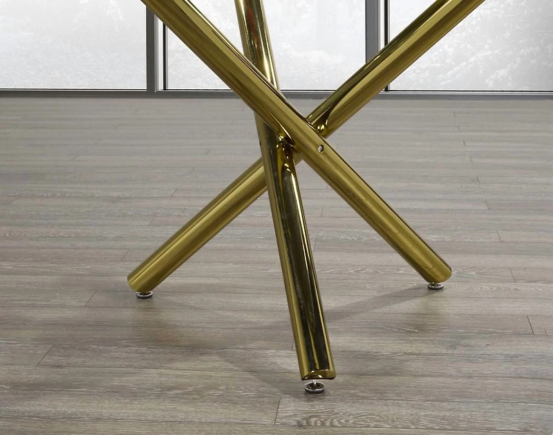 Fresno 5-Piece Dining Set, White/Gold<br>