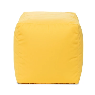 Pouf Gouchee Home Cube Soleil d'extérieur/d'intérieur jaune – Pouf cube imperméable rembourré de billes de polystyrène, siège moderne et léger pour terrasse, patio ou salon