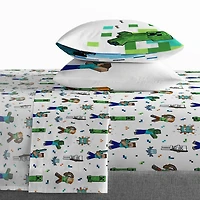 Minecraft Ensemble de Draps 4-Pièces pour Lit 2 Places, 100% Polyester Pour Lit 2 Places