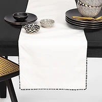 Thyme & Table Table Runner, White Pom