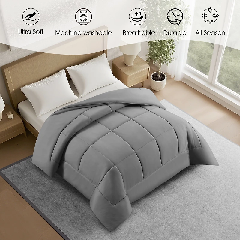 Couette Synthétique à Garnissage Élevé Swift Home, Literie Ultra Douce Toutes Saisons Hypoallergénique, Simple, Gris Clair