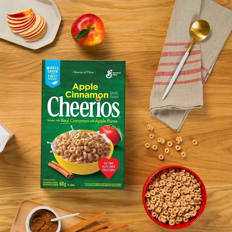 Apple Cinnamon Cheerios Breakfast Cereal, Whole Grains, 420 g