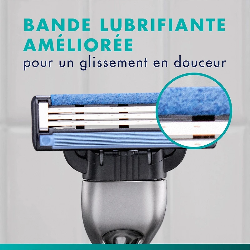 Gillette Mach3 Recharges de Lames de Rasoir Cartouches de Rasoir, Recharges de Rasoir pour Hommes avec Bande Lubrifiante, Lames de Rasoir à 3 Lames pour un Rasage de Près 5ct