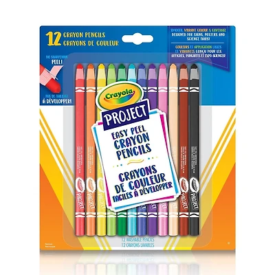Crayola Project Easy Peel Crayon Pencils, 12 Count