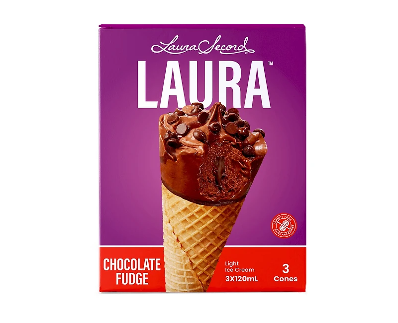 3X120MLLSCHOCOFUDGE - FRENCH 3x120ml Cornet Laura Secord au chocolat et fudge