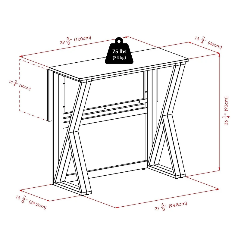 Winsome Harrington 3-Piece Drop Leaf High Table, 2 - 24" Cushion Saddle Seat Stools - 94345