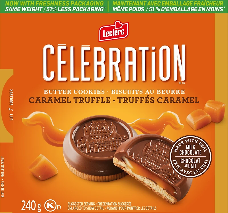 BISCUIT CHOC. LAIT.TRUFF. CARA. 240G EACH BOX