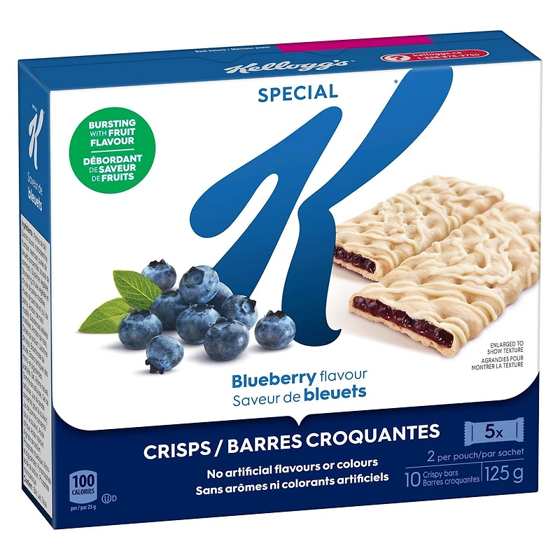 Kellogg's Special K Fruit Crisps Blueberry Flavour, 125 g, 10 Crisps, 2 Per Pouch, 125g, 10 bars