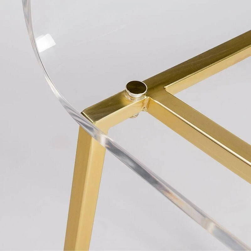 Modern bar stool clear finish  With Golden Legs, Counter 26"H, Stool Chair ideal for Kitchen Island Counter.